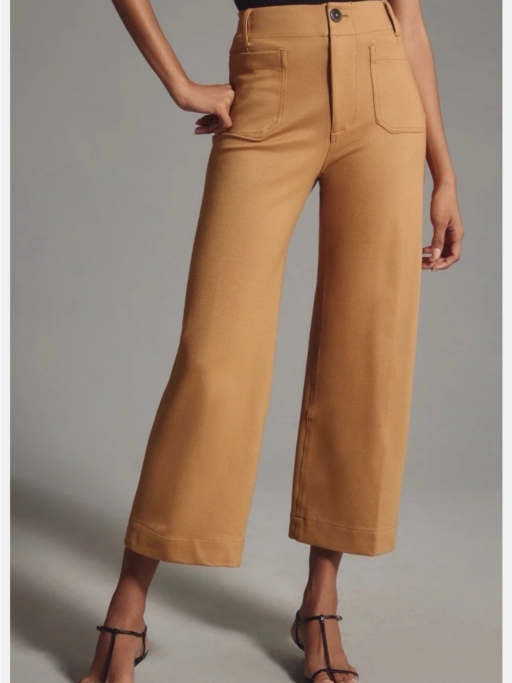Anthropologie Maeve Colette Cropped Wide-Leg Trousers – Ponte Edition - Picture 2 of 4